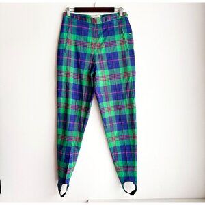 Vintage Apriori Green Pink Plaid Stretch Stirrup Pants M